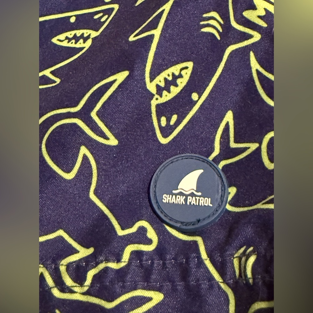 Kids Shark Print Shorts - Navy and Lime - Picture 3 of 6
